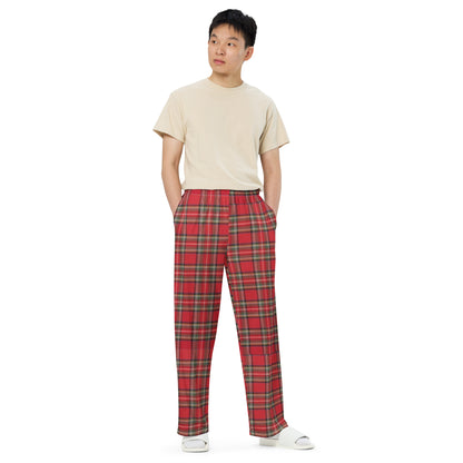 All Goody Red Plaid Unisex Wide-leg Pants