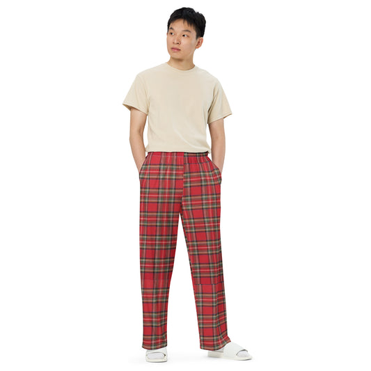 All Goody Red Plaid Unisex Wide-leg Pants